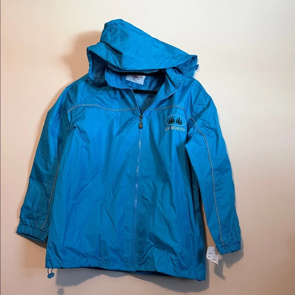 Women’s large Teal Hooded Rain Jacket Up North could be worn by a man too NWT - Picture 2 of 10